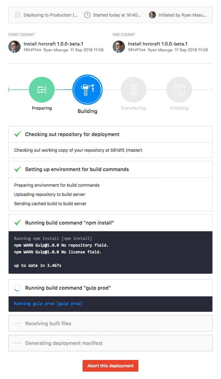 DeployHQ Deployment Progress