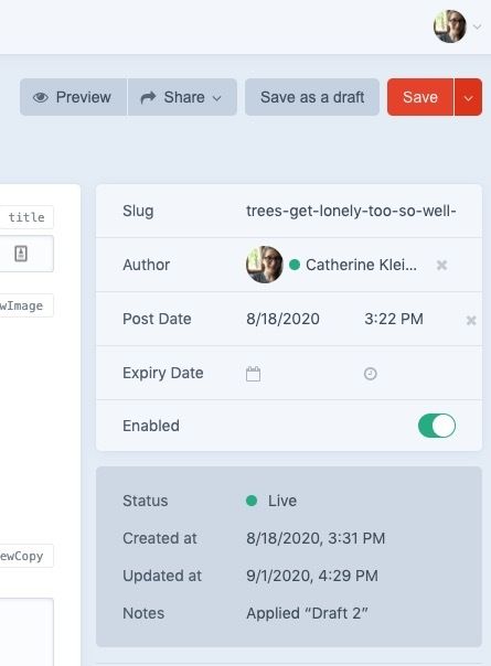 Edit Entry Sidebar in Craft CMS
