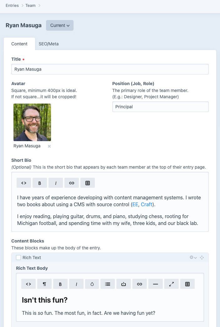 Craft editorial experience