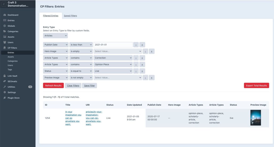 CP Filters list of several filters
