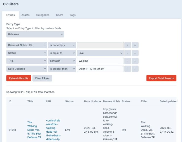 CP Filters for Craft CMS
